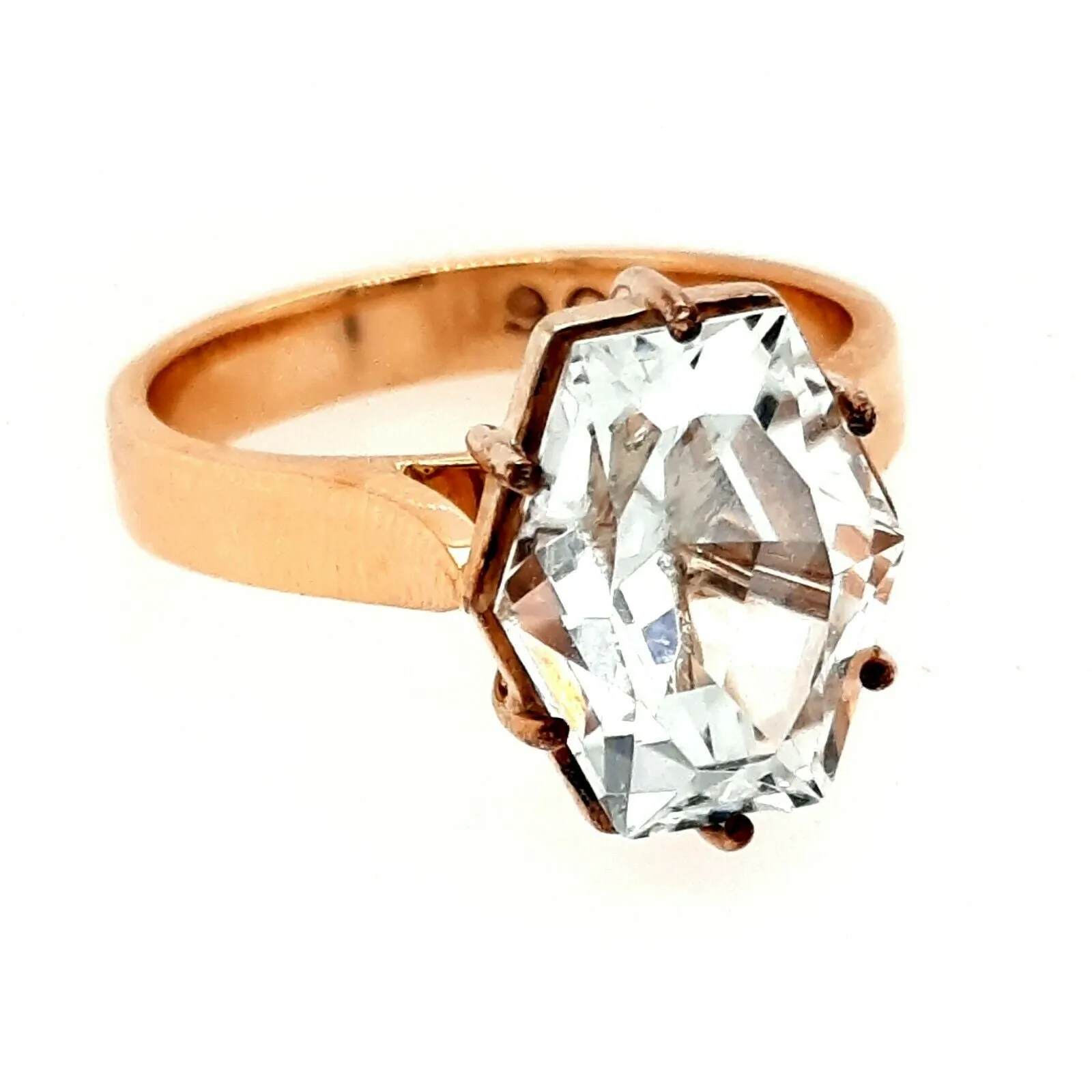 Topaz 9ct Yellow & White Gold Ring Handmade Jewellery Pale Blue Topaz Size I 1/2