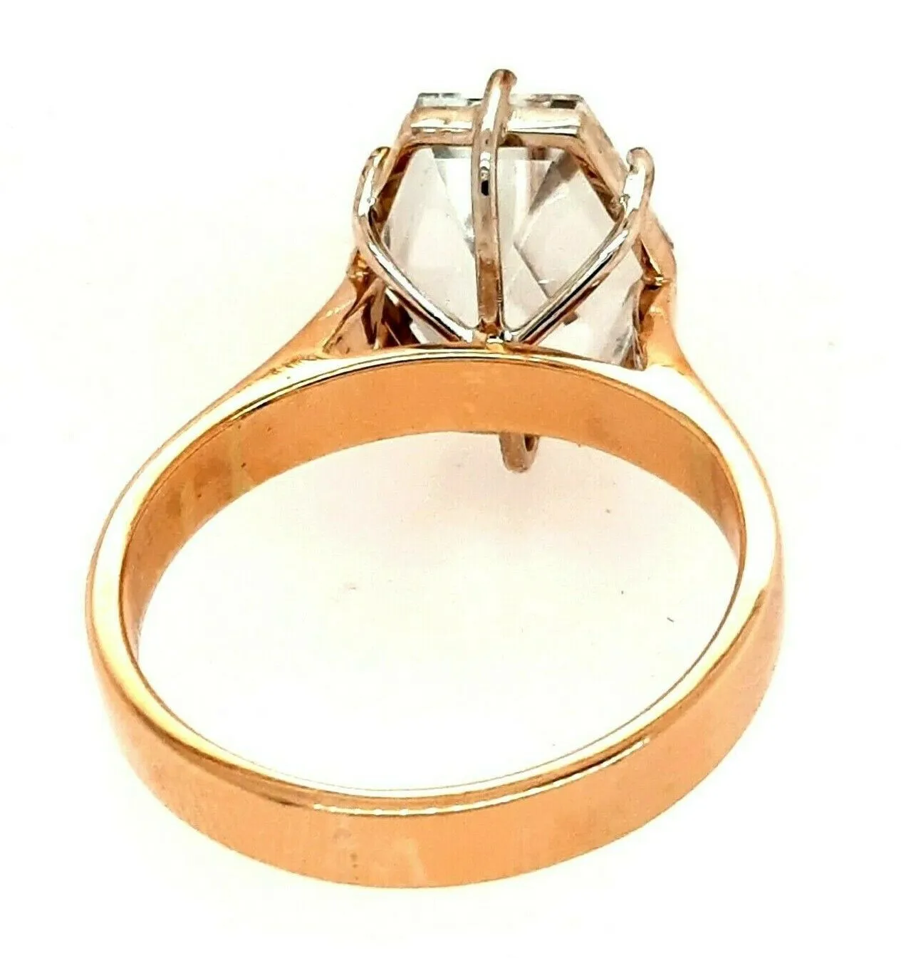 Topaz 9ct Yellow & White Gold Ring Handmade Jewellery Pale Blue Topaz Size I 1/2
