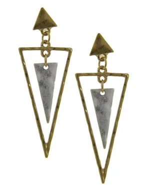 Upside-down Double Triangle Dangle Post Earring