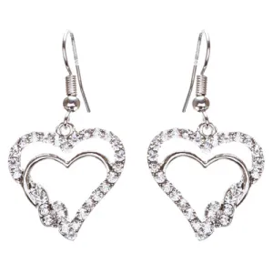 Valentines Jewelry Beautiful Crystal Rhinestone Hearts Earrings E907 Silver