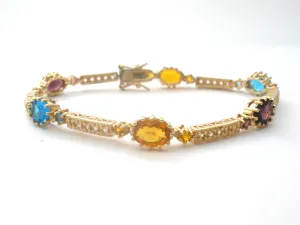 Vermeil Multi Gemstone Bracelet DL 7.25"