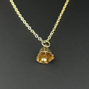 Vintage 9K Gold Articulated Bell Charm Pendant Necklace