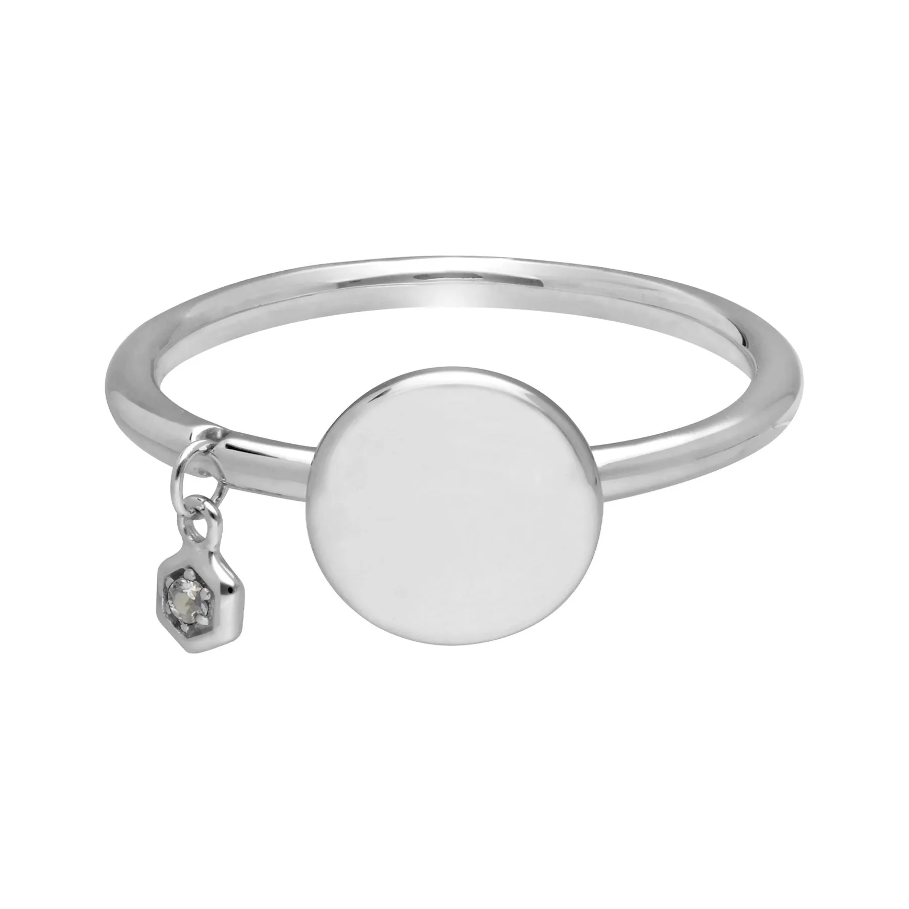 Weiß Topas Gravur Ring in Sterling Silber