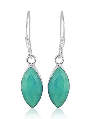Yellow Chimes Gemstone Emerald Quartz 925 Sterling Silver Hallmark and Certified Purity Drop Earrings for Women and Girls