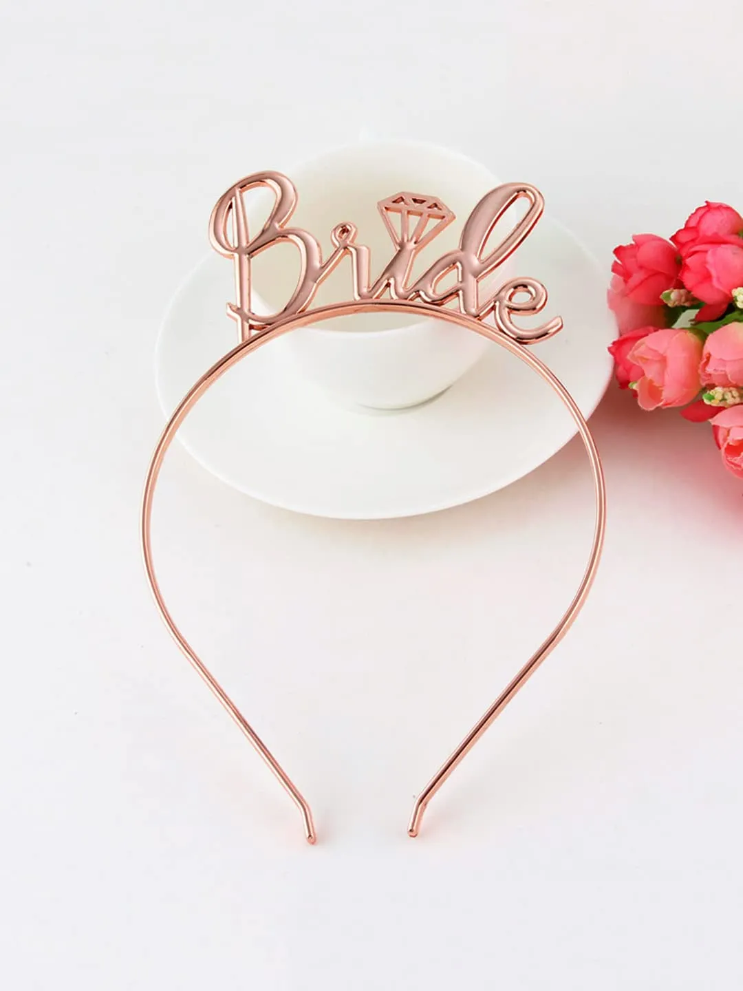 Yellow Chimes Hair Band for Girls & Women Hair Accessories for Women Rose Gold Bride Tiara for Women Bridal Shower Haldi Bachelorette Hairband for Women Gift for Women & Girls