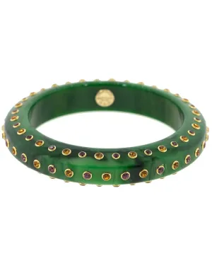 Yellow Gold Green Citrine and Garnet Bakelite Bangle