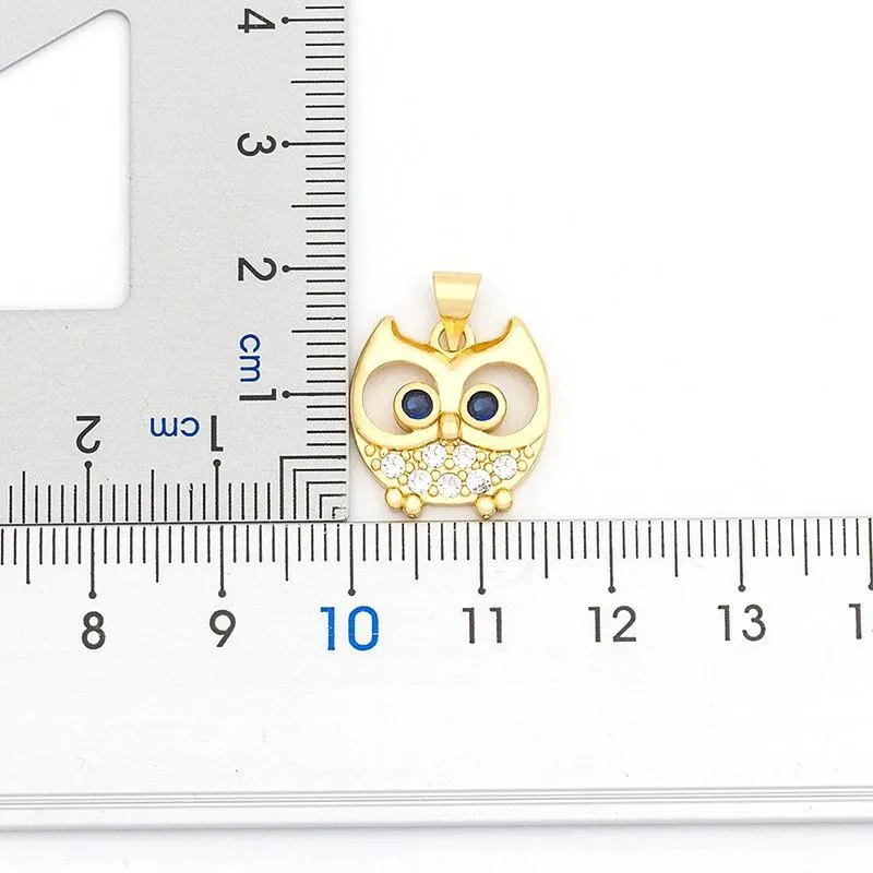 Zircon Adorned Cute Owl Pendant Necklace