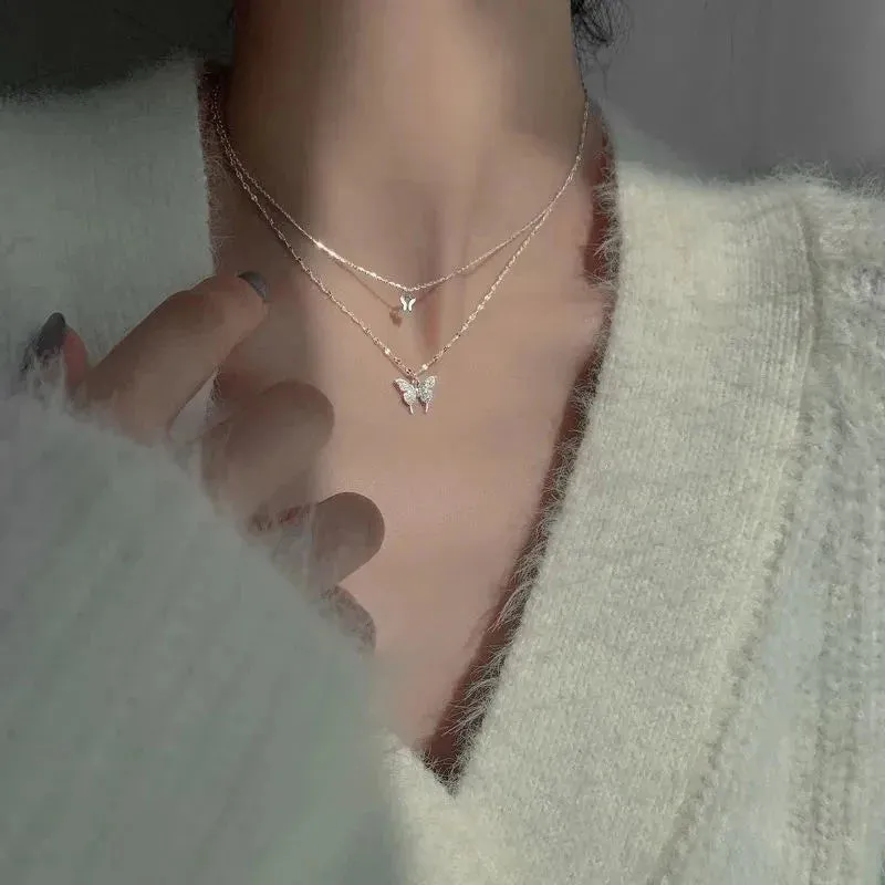 Zircon Butterfly Accessories Necklace