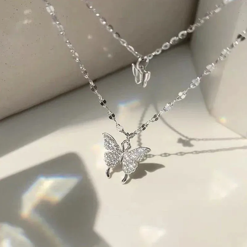 Zircon Butterfly Accessories Necklace