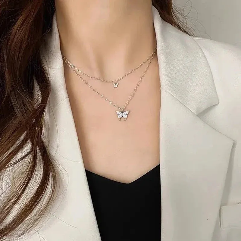 Zircon Butterfly Accessories Necklace